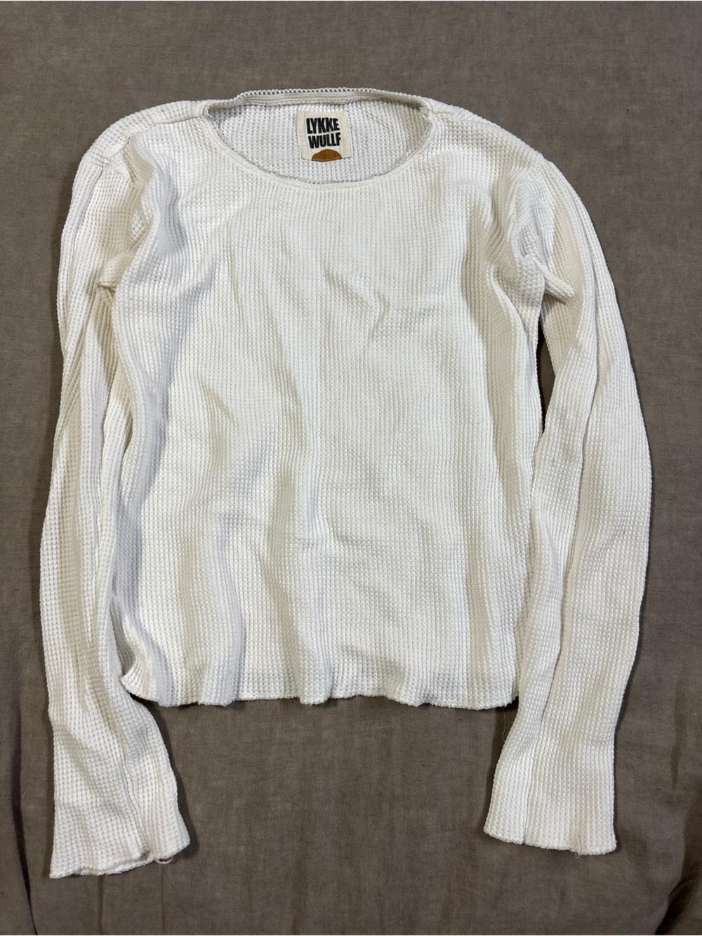 Lykke Wullf Women's White Waffle-Knit Long Sleeve Top